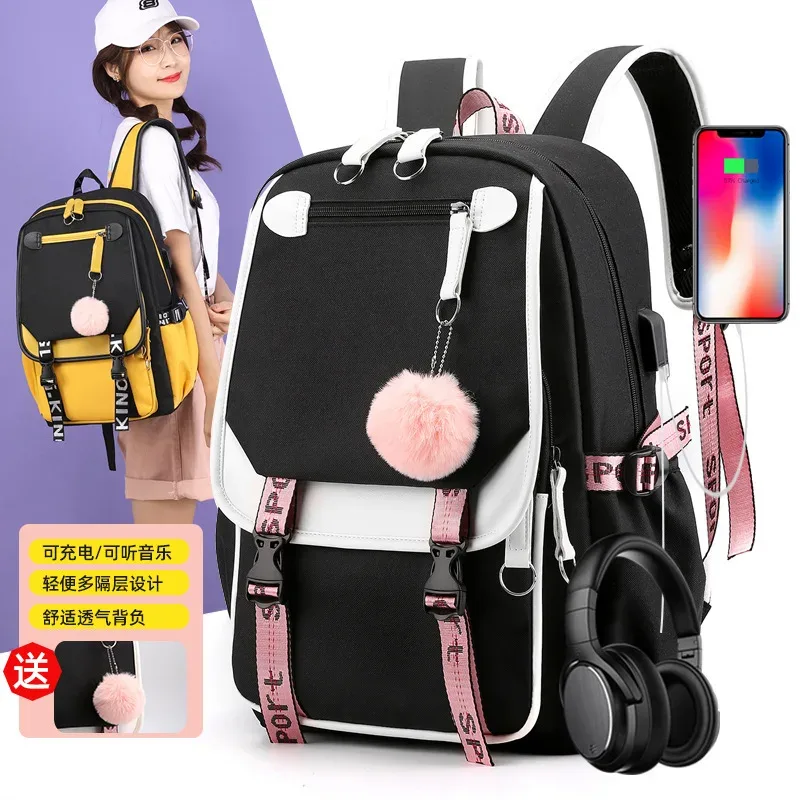 sac à dos anime kasultraviolet night theatre, sac messager en nylon, sacs de voyage pour étudiants, ordinateur portable décontracté, port usb