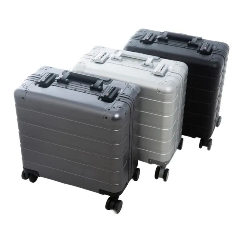 bagage à main d'affaires en alliage d'aluminium et de magnésium de 18 pouces, boîtier de chariot pour ordinateur portable, valise à cadre en métal durable pour hommes et femmes