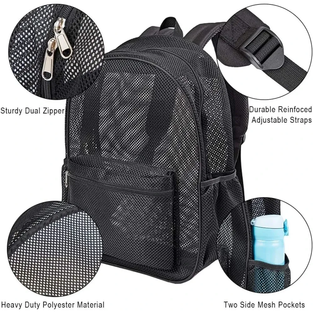 sac à dos en maille robuste, grand format, transparent, respirant, résistant aux déchirures, approuvé par l'école, sac de sécurité pour adolescents du lycée et salle de sport