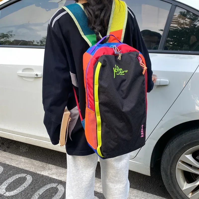 nouveau sac à dos de voyage sportif décontracté bicolore pour l'extérieur, léger, en nylon, unisexe, polyvalent, tendance, pour les loisirs, capacité inférieure à 20l