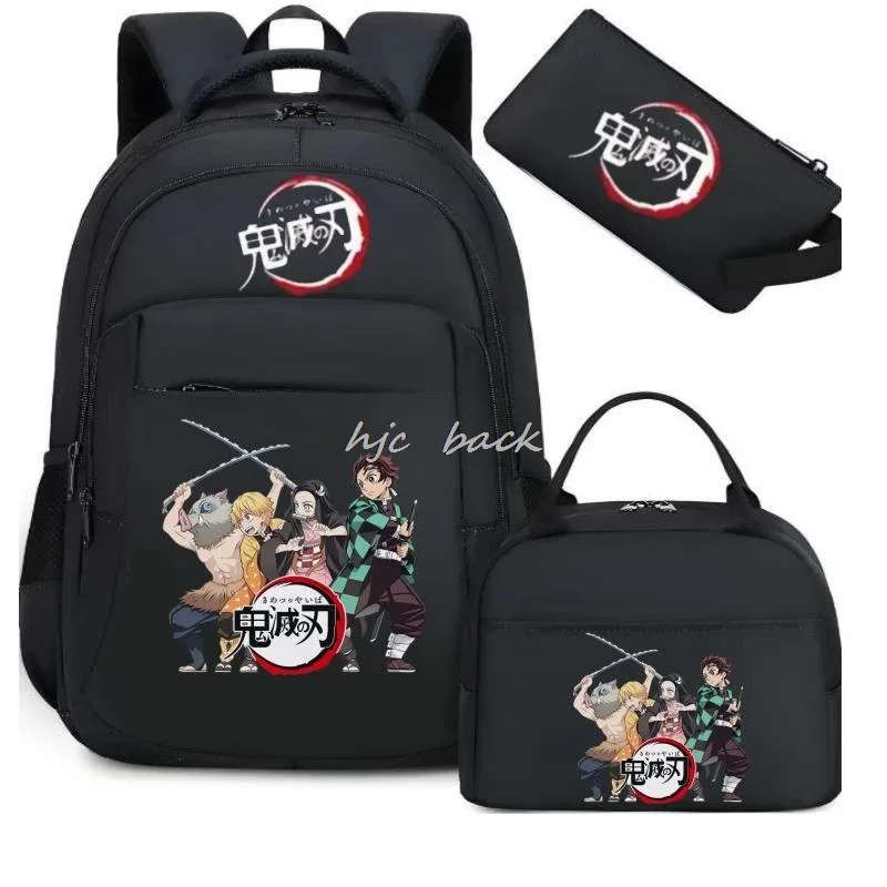 lot de 3 sacs à dos kamado nezuko demon slayer camouflage avec sac à déjeuner pour adolescents, sacs d'école pour étudiants, ensemble de voyage décontracté