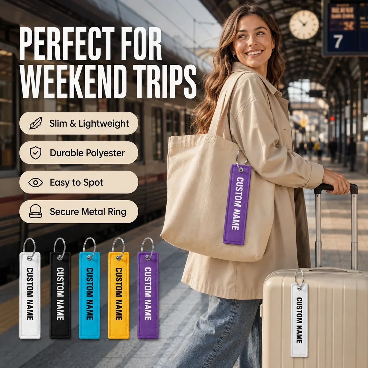 1 étiquette de bagage personnalisée avec logo et nom, idéale pour valise, sac à dos, sac, téléphone, voiture