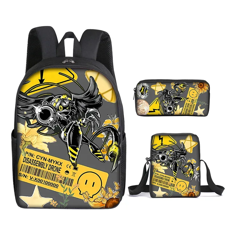 populaire jeune nouveauté meurtre drones impression 3d 3 pièces/ensemble étudiant sacs de voyage sac à dos pour ordinateur portable sac à dos sac à bandoulière trousse à crayons