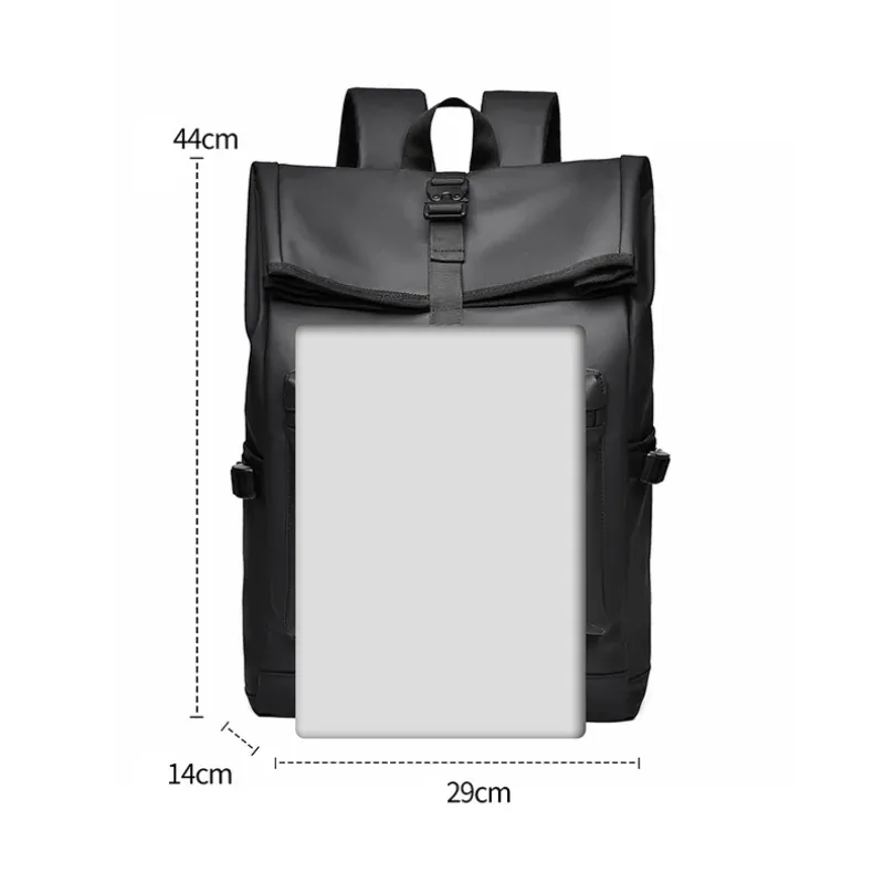 sac à dos de grande capacité – sac de voyage et de banlieue élégant noir uni avec bretelles réglables, plusieurs compartiments, sac à dos de voyage