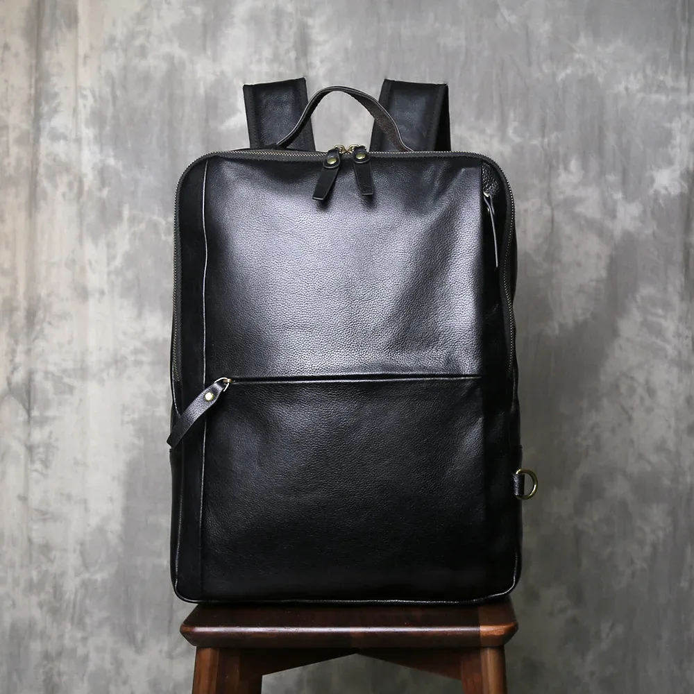 sac à dos vintage en cuir pleine fleur pour homme, grande capacité, pour ordinateur portable, décontracté, professionnel, en cuir huilé, double bandoulière