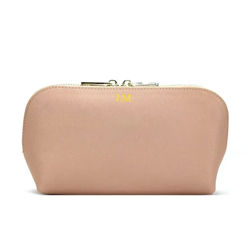 Sac à cosmétiques en cuir Saffiano personnalisé pour femmes, trousse de beauté en poudre de voyage pour dames, ensembles avec porte-passeport, étiquette de bagage, mode