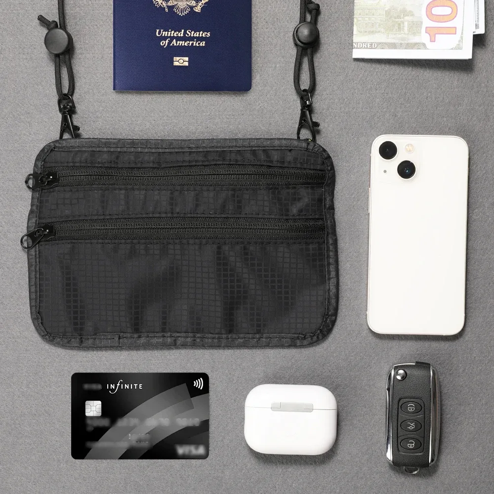 porte-passeport avec blocage rfid, portefeuille mince pour voyage, pochette de voyage facile à dissimuler pour hommes et femmes
