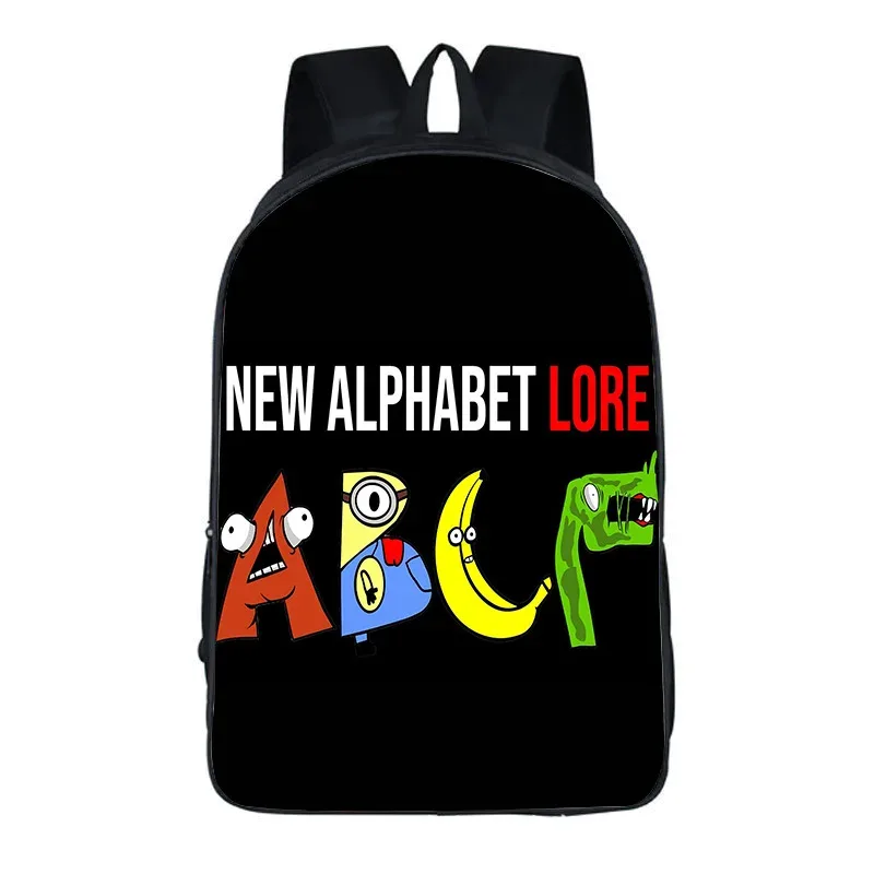 sac à dos alphabet lore avec périphériques de jeu, imprimé légende de lettres, sac à dos pour école primaire et secondaire