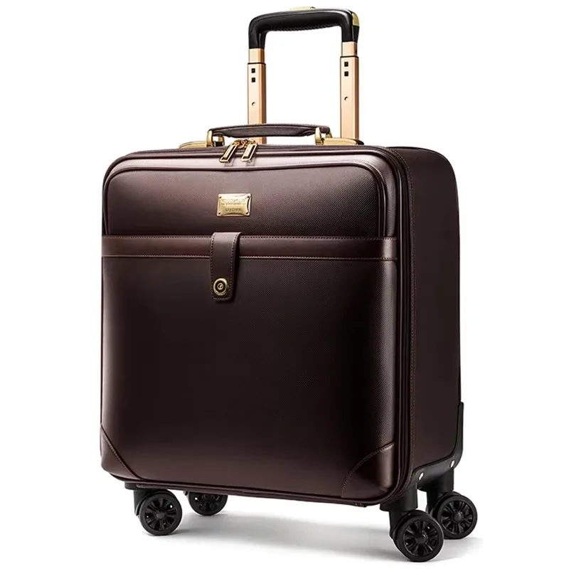 nouvelle valise de cabine rétro en cuir véritable pour homme, 16/18/20/22/24 pouces, avec roulettes, idéale pour les voyages d'affaires