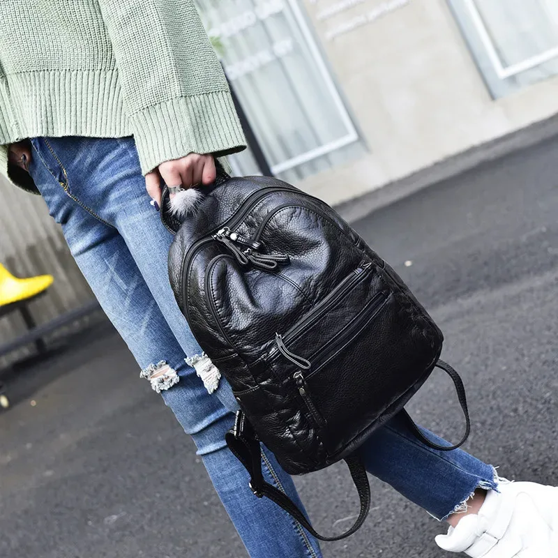 nigedu – sac à dos en cuir pu souple pour femmes, grande capacité, noir, décontracté, pour l'école, pour livres, sac de voyage, sac de jour, mochila