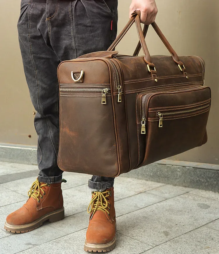 sac de voyage en cuir de vache group pour homme, accessoire durable en peau de vache