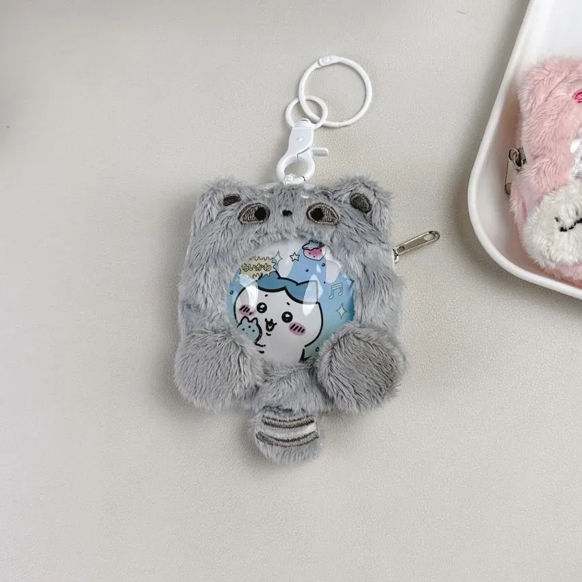 breloque de sac bouffante originale ins75/58, adorable animal en peluche, mini pochette, badge rond, housse de protection