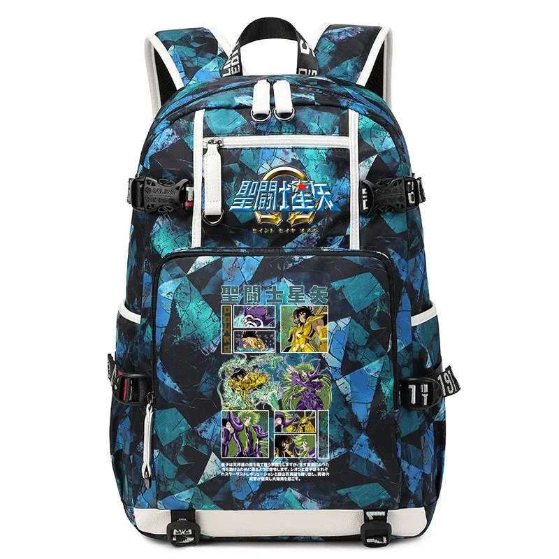 sac à dos imprimé saint seiya pour étudiants, sac à dos d'école de grande capacité pour adolescents, garçons et filles