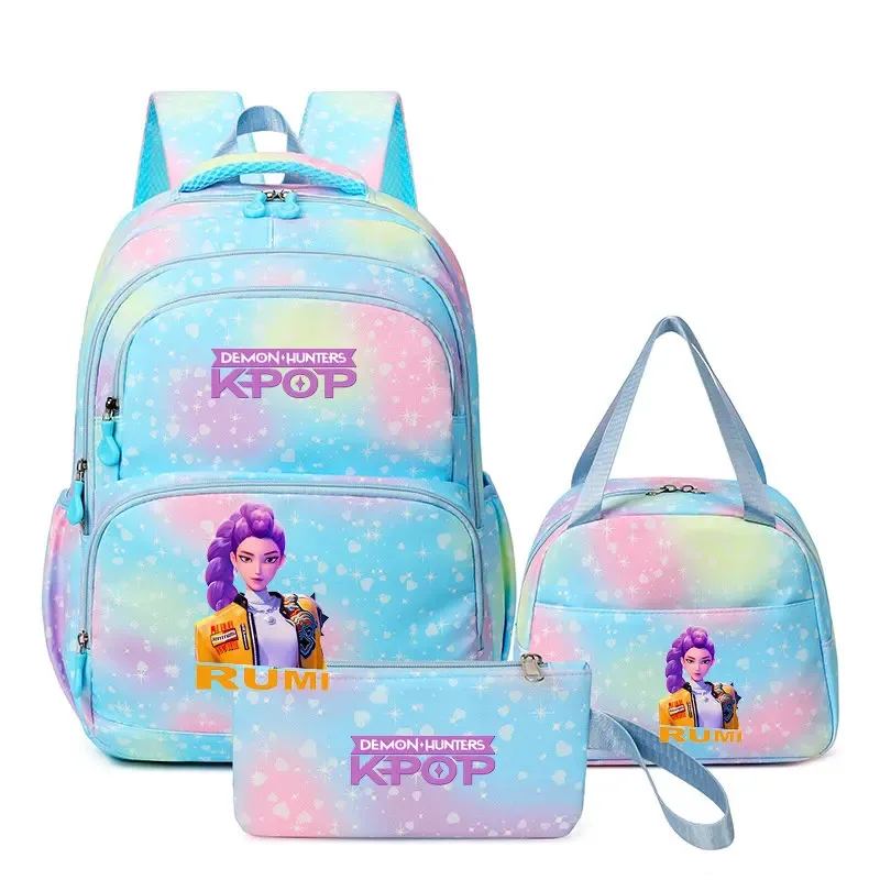 sacs à dos kpop demon hunters pour garçons et filles, sacs d'école pour adolescents, hommes et femmes, sacs à dos en nylon, mochilas de voyage, 3 pièces/ensemble