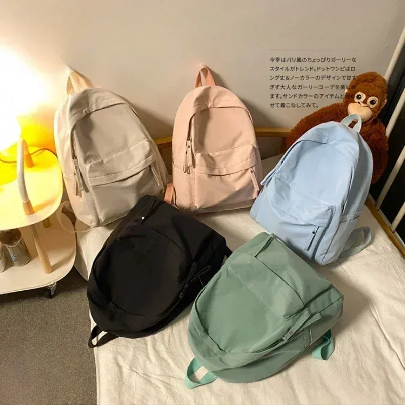 Sac à dos en nylon imperméable pour femme, simple, solide, cartable pour documents, sac à dos de voyage pour étudiant, filles