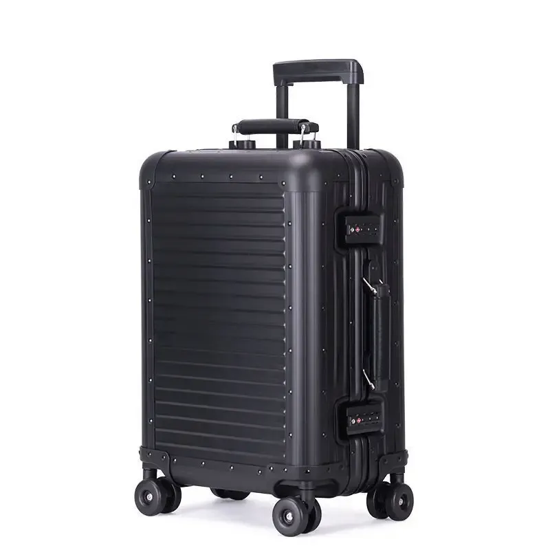 valise en alliage d'aluminium pour bagage à main de 20 pouces avec serrure tsa, bagages légers à roues lisses pour les voyages d'affaires