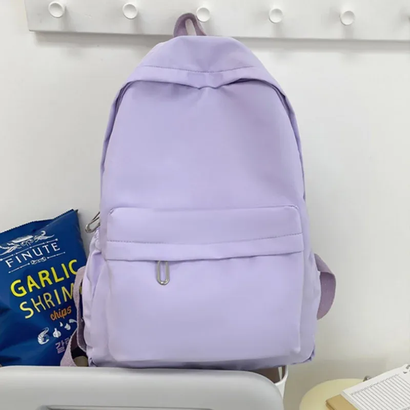 femmes cartable étanche grande capacité école sac à dos lisse fermeture éclair couleur unie adolescents fille sac à dos décontracté sac étudiant approvisionnement