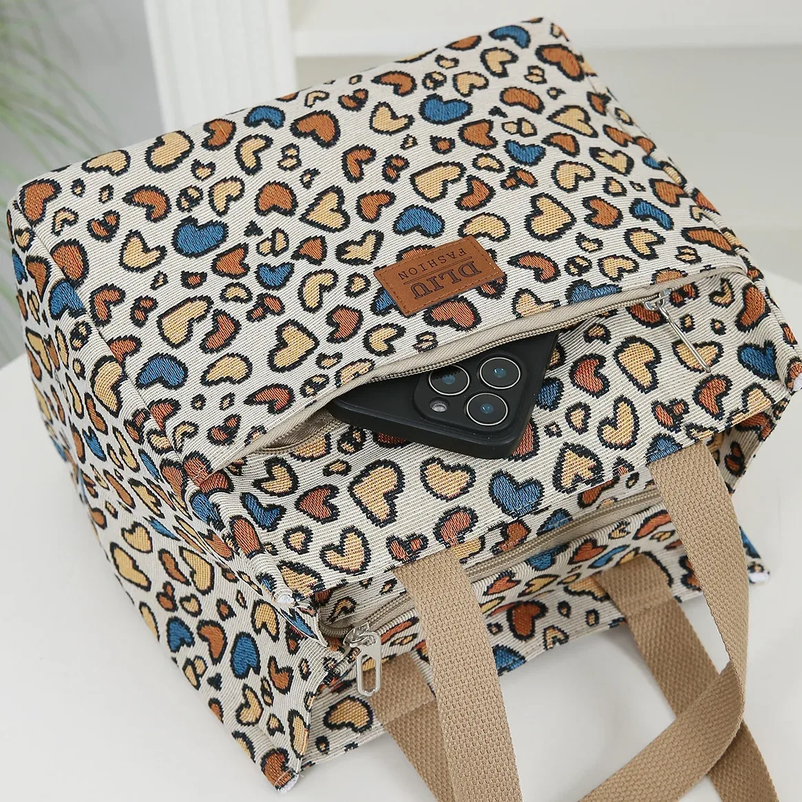 grande capacité, doublure en aluminium, poche avant zippée, sac à main, sac à lunch, sac de rangement pour boîte à lunch, sac portable pour articles divers