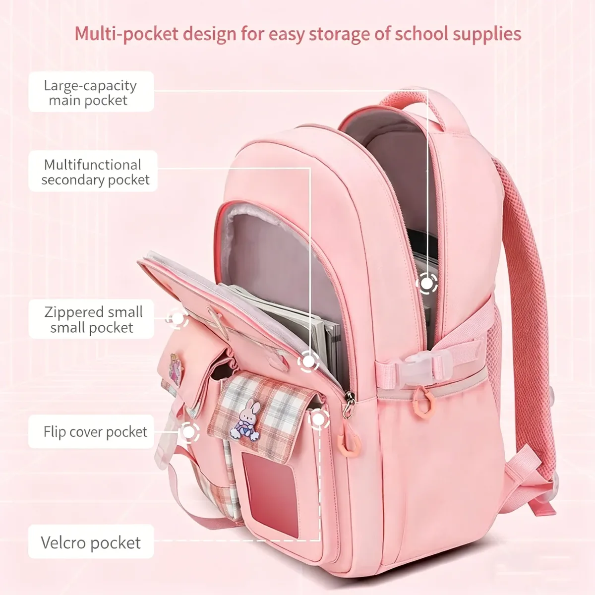 Nouveau sac à dos scolaire pour filles, léger et ergonomique, sac à dos pour enfants, grande capacité, soutien dorsal, sac à bandoulière, élèves du primaire