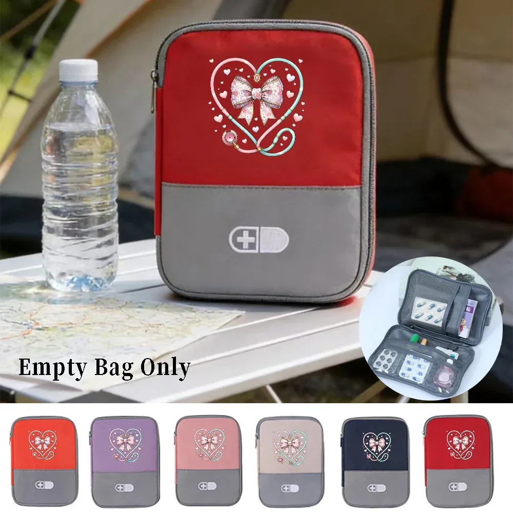 Sac de rangement pour médicaments de grande capacité, design stéthoscope et nœud papillon, organisateur portable pour la maison, usage quotidien, 1 pièce