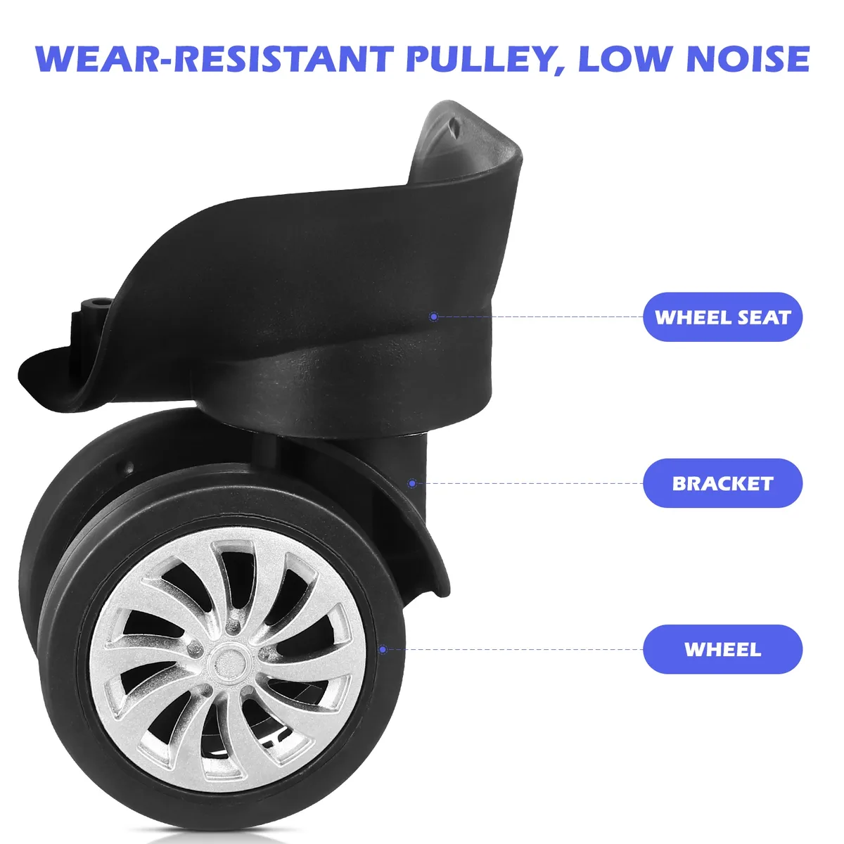 4 pièces valise roues bagages rouleau de rechange roue bagages remplacement universel 360 ° outil de réparation de boîtier de chariot à roulettes à roues pivotantes