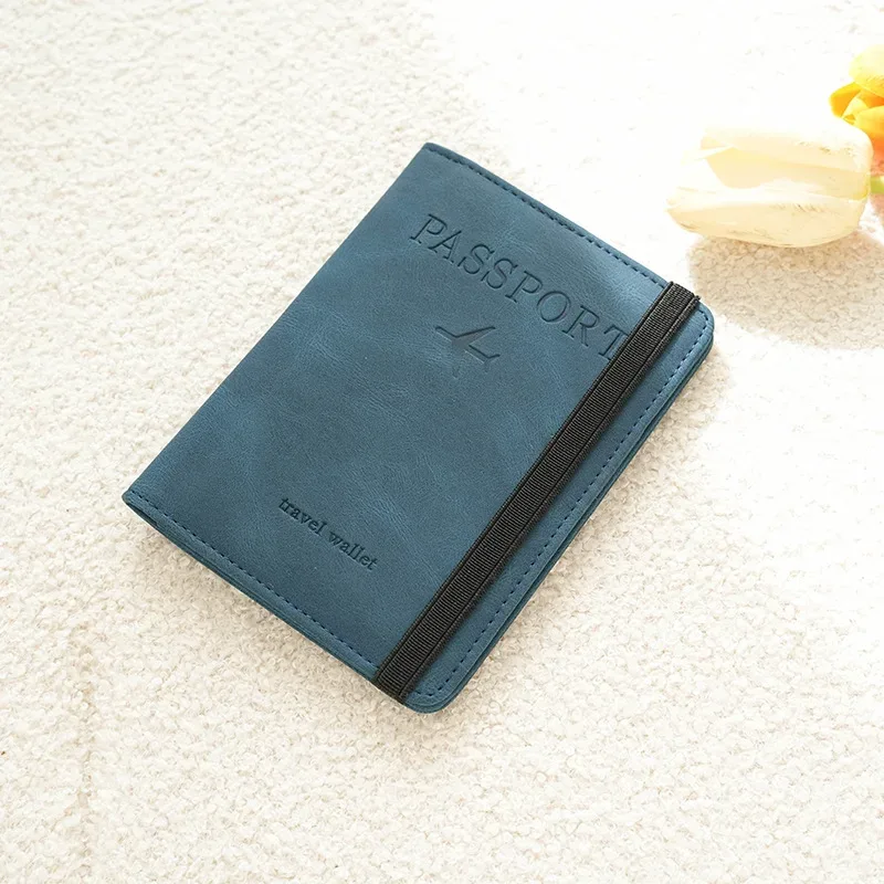 pochette de voyage rfid anti-électronique 2026, étui en cuir pu simple et élégant, porte-documents multifonctionnel, portefeuille de voyage