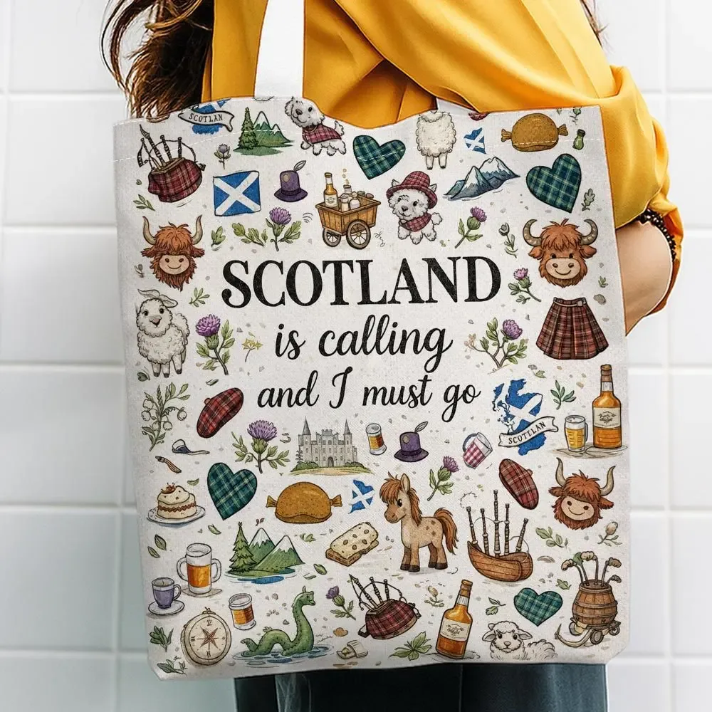 sac fourre-tout au design écossais amusant pour femmes, sac à bandoulière avec symbole écossais, sacs de courses non doublés, parfaits pour les courses et les cadeaux