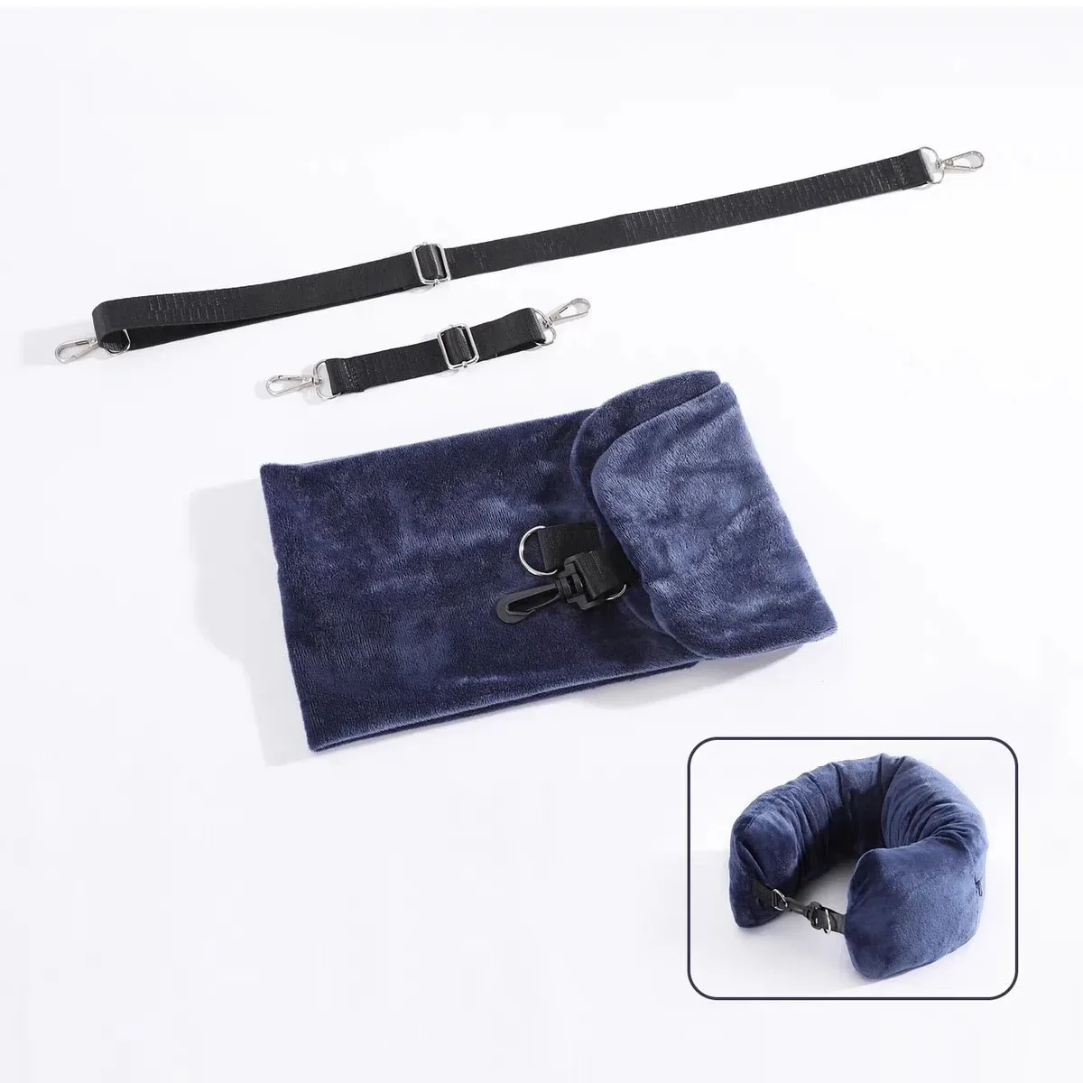 oreiller de voyage pour le cou avec sac de rangement pour vêtements, taie d'oreiller en forme de u, housse d'oreiller en polaire cristalline pour les voyages en avion
