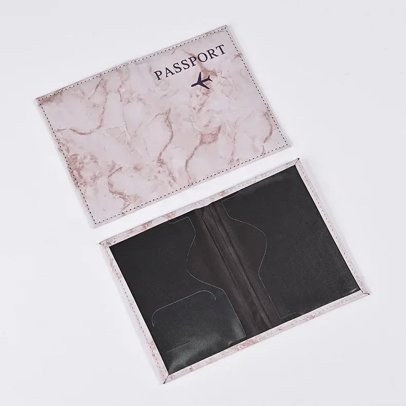 couverture de passeport en cuir pu, style marbre, sacs à clip, portefeuille de voyage, porte-passeport, livre, porte-documents, voyage à l'étranger, hommes et femmes