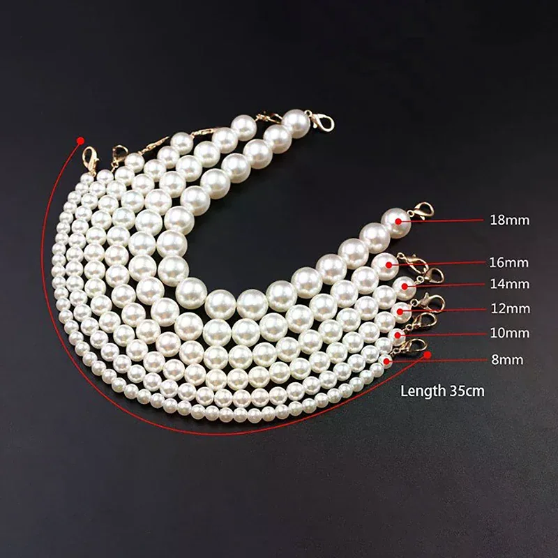sac à main court classique en perles avec chaîne de poignée perlée pour femmes et filles, sac fourre-tout, remplacement de la poignée, chaîne de perles, accessoires de sac