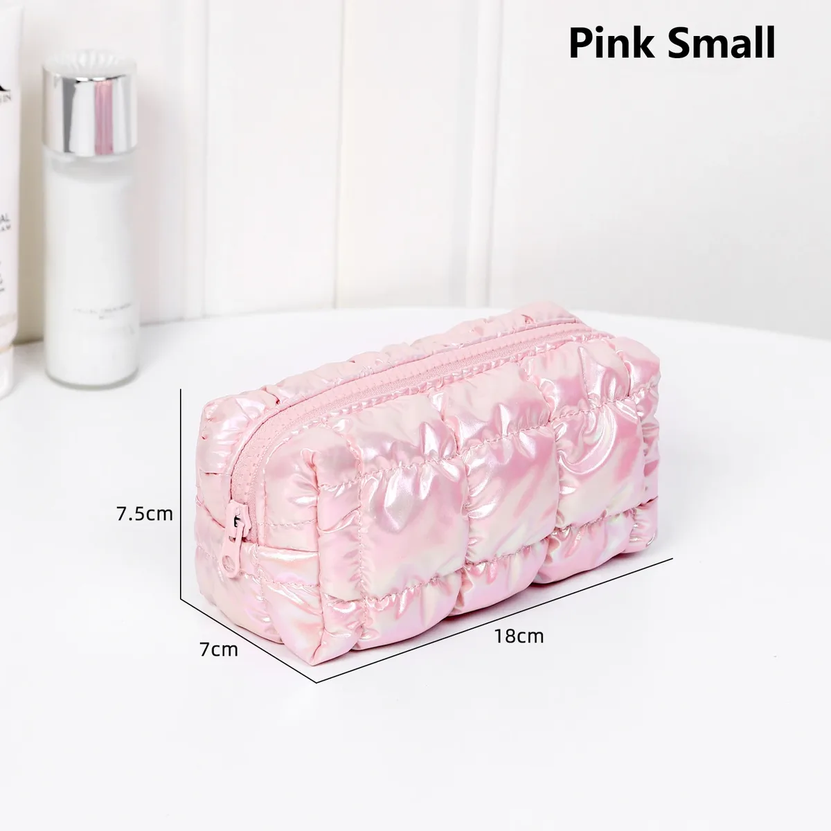 sac de rangement de maquillage rose pour femmes, sac à main organisateur de voyage, pochette de toilette et de cosmétiques, grille à bulles, pochette de luxe pour dames