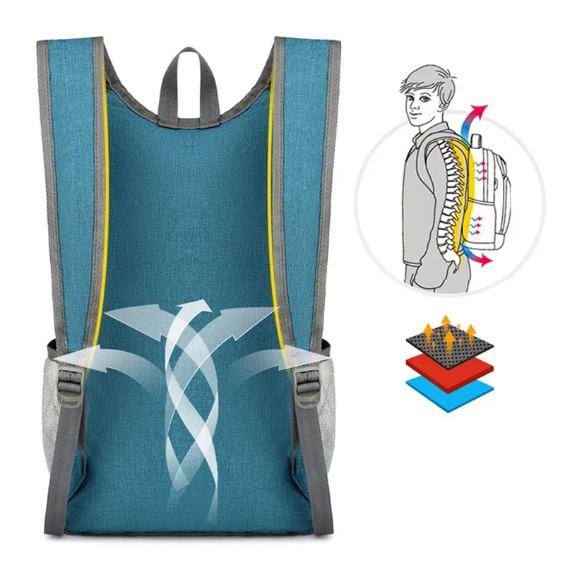 sac à dos de montagne pliable, imperméable, léger, simple, idéal pour le sport, la gym, le quotidien, unisexe, tendance, en polyester
