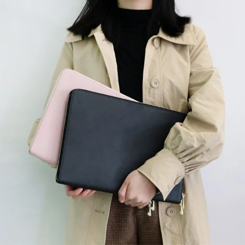 sacoche pour ordinateur portable en cuir avec initiales personnalisées gratuites, sac d'affaires tendance, housse de protection contre les chutes portable, chancelier, 13 pouces