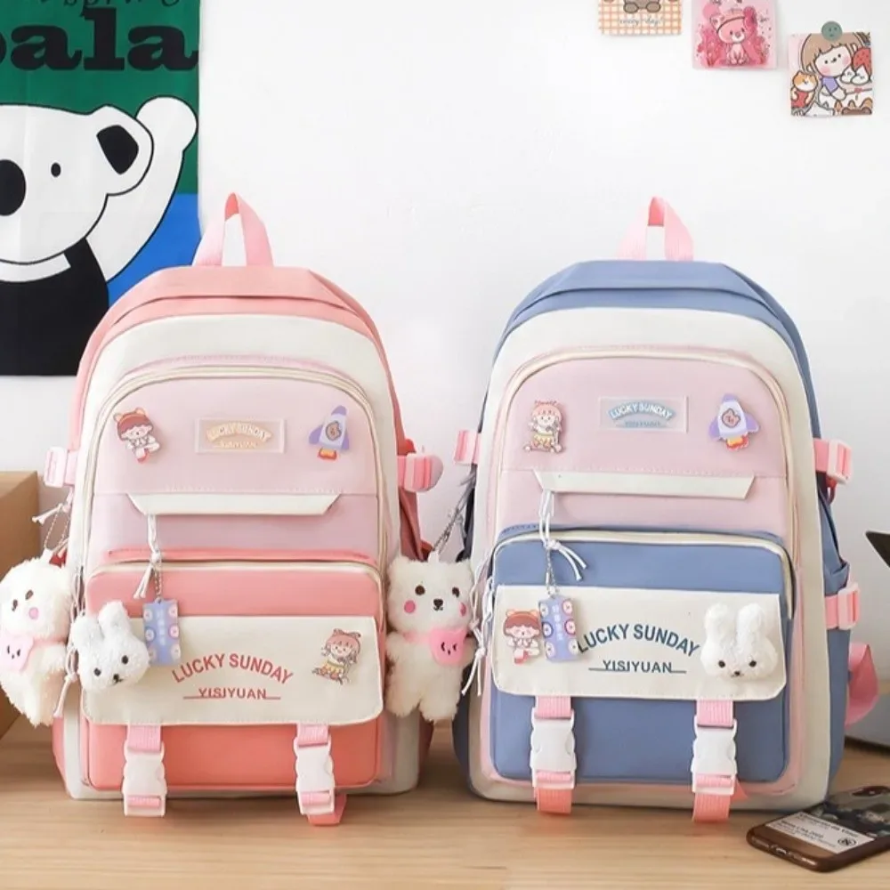 ensemble de 5 sacs à dos mignons de grande capacité, multifonctionnels, respirants, pour étudiants, avec boucle, sac bandoulière, pour l'université