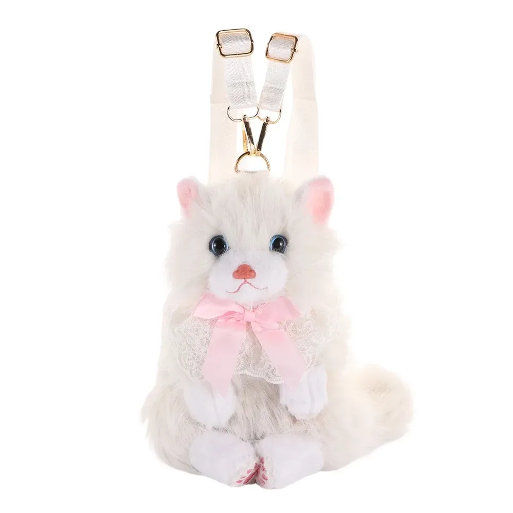 nouveau sac à dos chat réaliste en peluche, sac à dos chaton mignon et doux, sacs d'école et de voyage