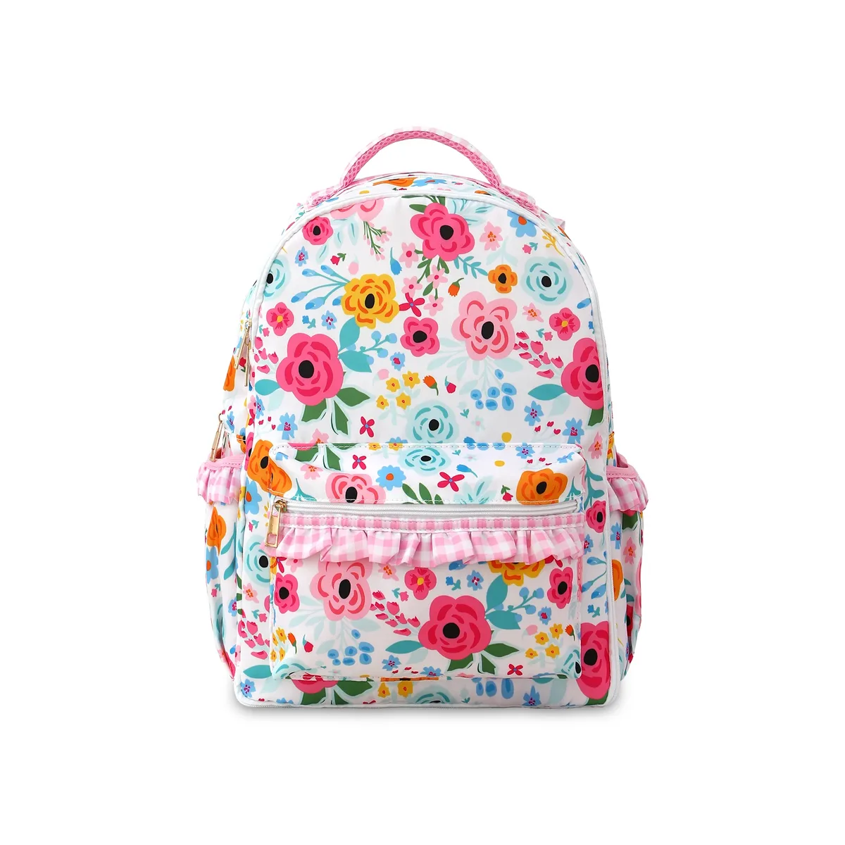 sac à dos à volants en gingham pour filles, avec porte-crayons, multi-poches, grande capacité, pour adolescents, pour la rentrée scolaire, sac de voyage