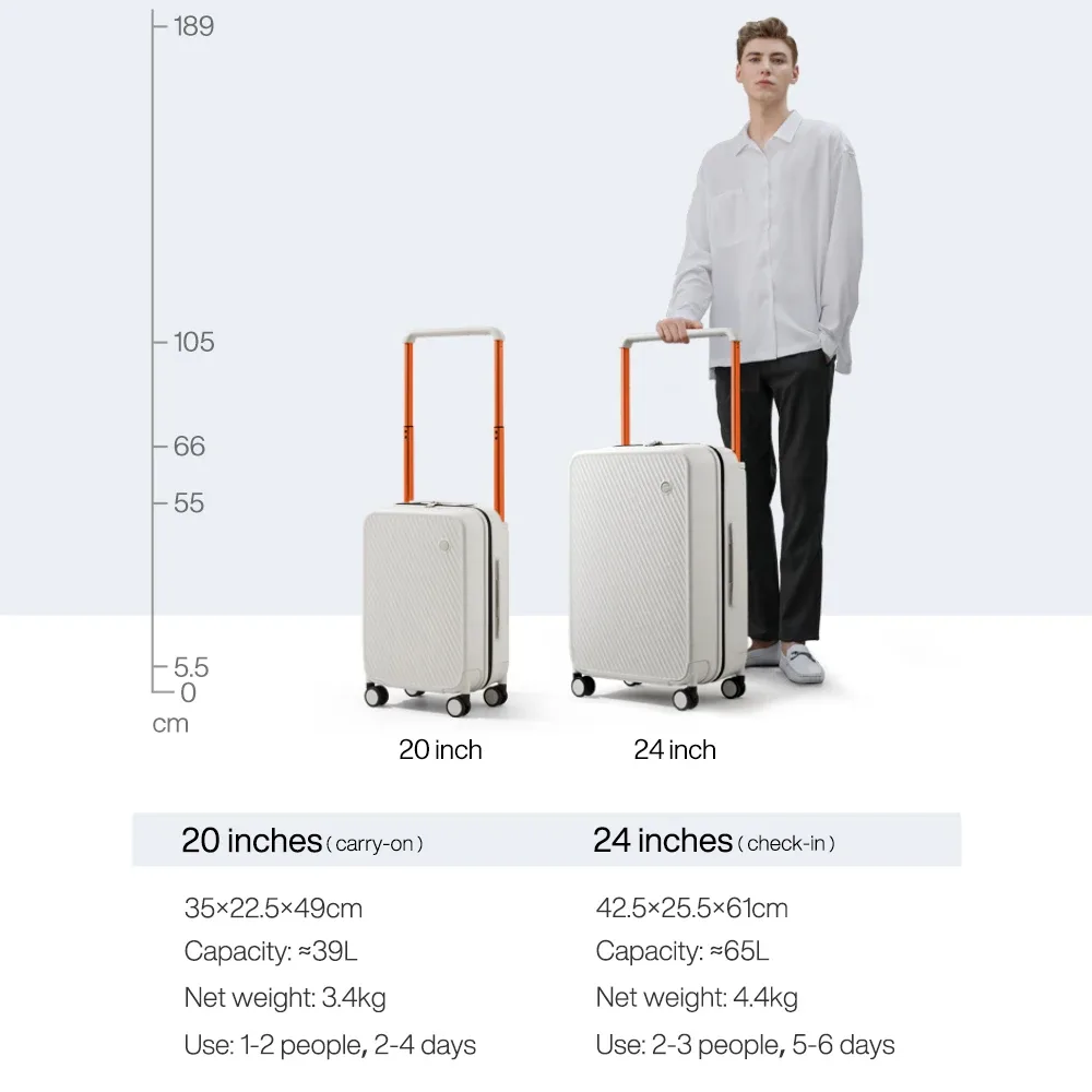 mixi – magnifique valise à poignée large de 24 pouces pour hommes et femmes, bagage de voyage, roues roulantes, cabine de 20 pouces, conception brevetée m9276
