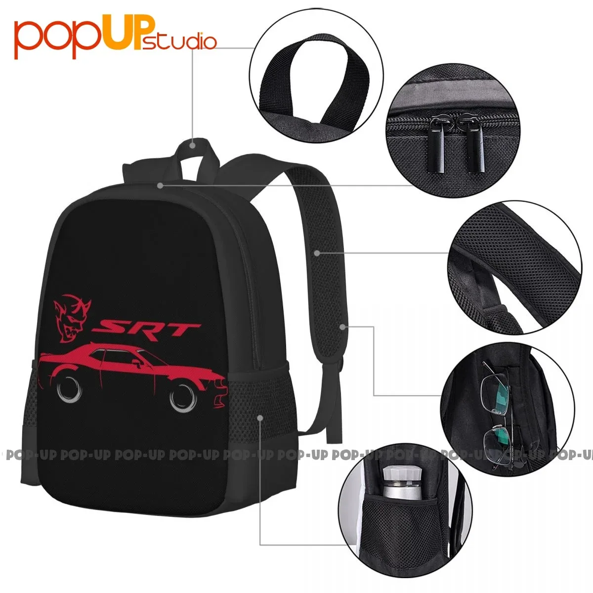 sac à dos de grande capacité dodge challenger demon srt muscle car hellcat racing speed, cute cupper friendly