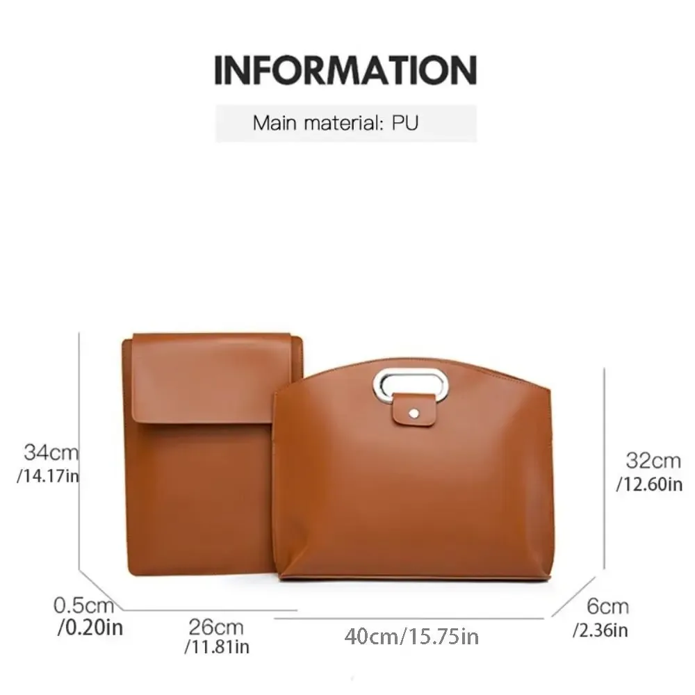 sac fourre-tout élégant en pu pour documents de bureau, couleur unie, grande capacité, sacoche pour ordinateur portable, porte-documents, extérieur