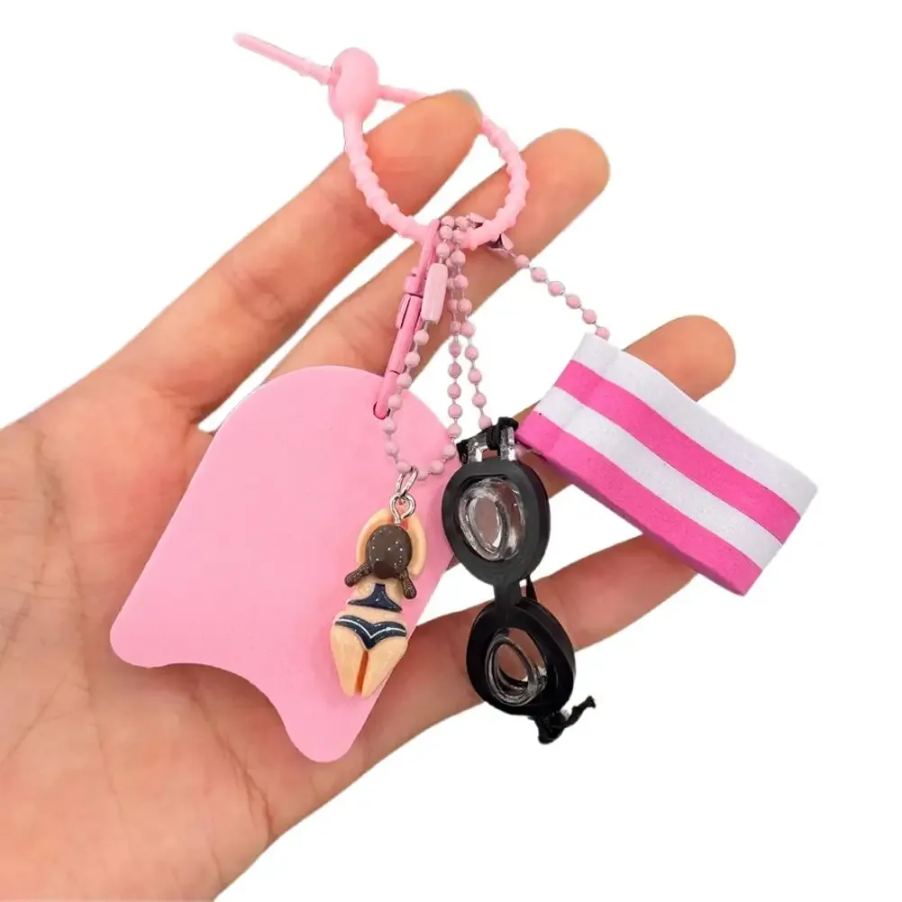 porte-clés thème plage d'été créatif, pendentif maillot de bain et lunettes de natation, breloques de sac tendance, cadeau pour femmes et filles, décoration pour sacs à dos