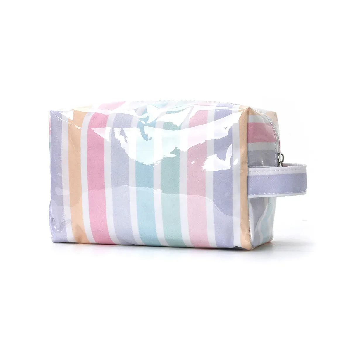 sac de maquillage élégant à rayures roses, sac de voyage portable de grande capacité, sac de rangement pour rouge à lèvres, sac à main, sac cosmétique, trousse de toilette, cadeaux pour filles