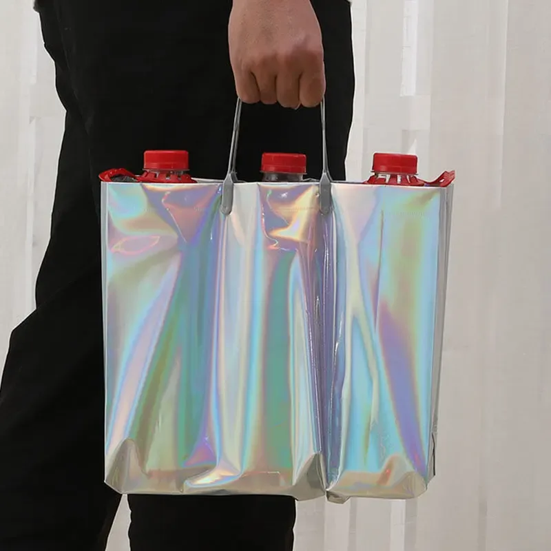 sac fourre-tout laser en pvc, sac à main optique, sac cadeau étanche, sac en plastique pour vêtements, sac à provisions, sac cadeau de noël, grands ornements de bonbons