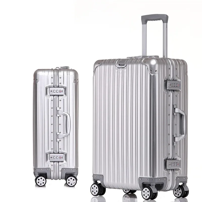 valise de voyage en alliage aluminium-magnésium 20/24/26/29 pouces, valise à roulettes, bagage à main, valise cabine
