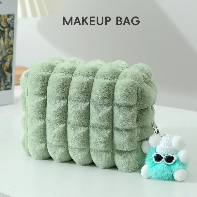 grande trousse à crayons en peluche, trousse à maquillage créative, sac court en peluche pour filles, fournitures scolaires, boîte à papeterie, trousse à cosmétiques