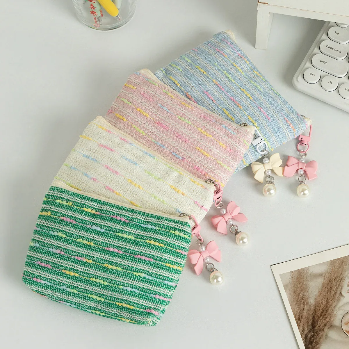 petit sac de maquillage cosmétique, mini sacs de rangement rayés pour femmes, étui de maquillage pour rouge à lèvres, sac à main mignon pour enfants, pochette pour pièces de monnaie