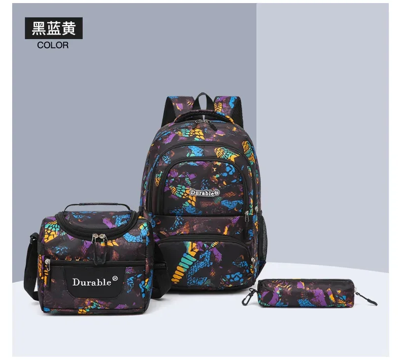 sacs d'école pour enfants pour garçons, ensemble de cartable, sac de livre primaire, sac à dos d'école avec sac à déjeuner, sac à dos de voyage étanche pour enfants 3 pièces