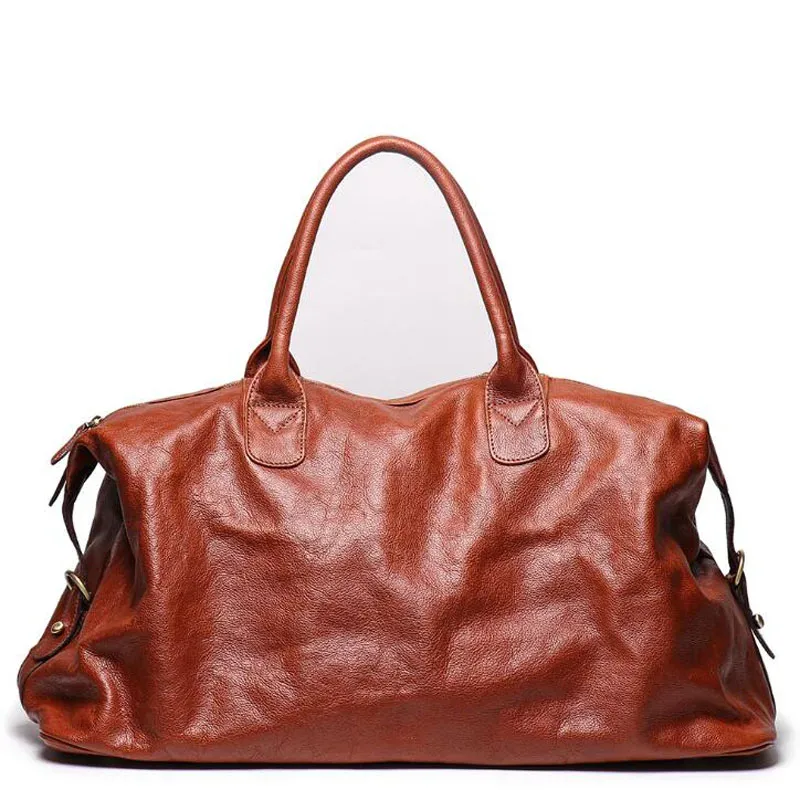 sac de voyage de luxe en cuir véritable pour hommes, sac à bagages polochon de grande capacité, sac de week-end, sac à bandoulière de nuit, gym rétro