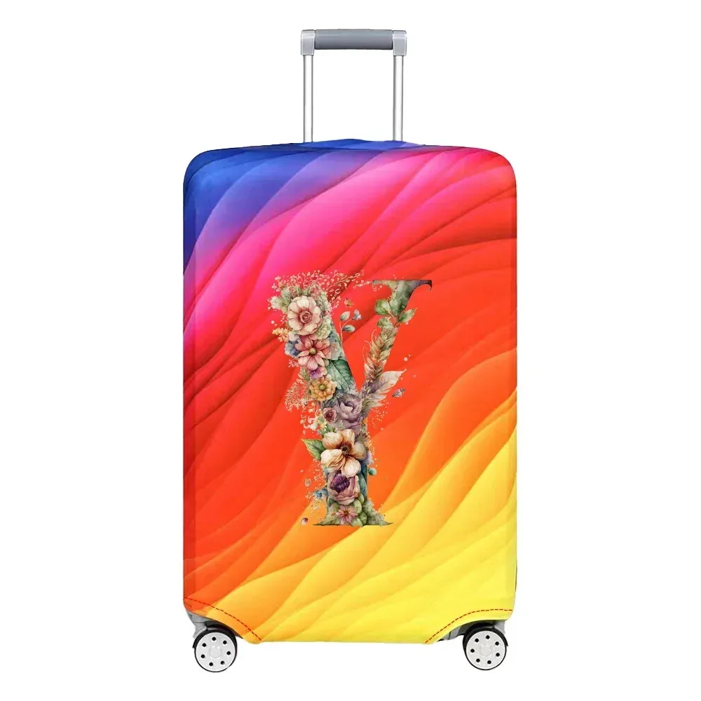 housse de protection extensible pour valise, série florale et lettres, pour valises de 18 à 32 pouces, organisateur de voyage