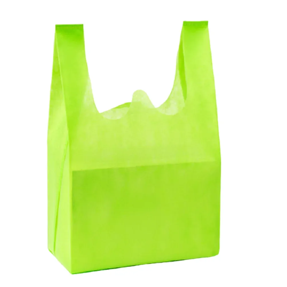 sac de courses non tissé de couleur unie, 50 pièces, sac à main portable de grande capacité écologique, sac de rangement pratique et durable pour jouets