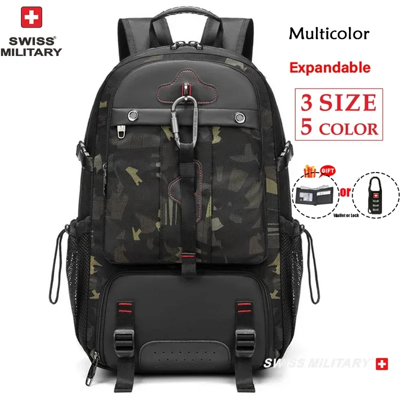 sac à dos de voyage militaire suisse pour hommes, sac d'affaires usb extensible, étanche, grande capacité 17.3, pochette d'ordinateur 80l